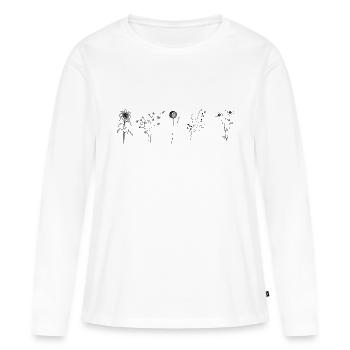 Minimalistische Blume - Frauen Premium Bio Langarmshirt - Weiß - Vorne - Julia (174cm)