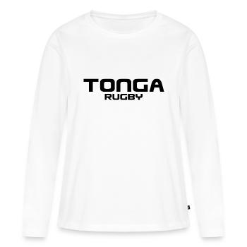 Tonga Rugby - Sport - Mers du Sud - Polynésie - T-shirt manches longues Premium bio Femme - blanc - Devant - Julia (174cm)