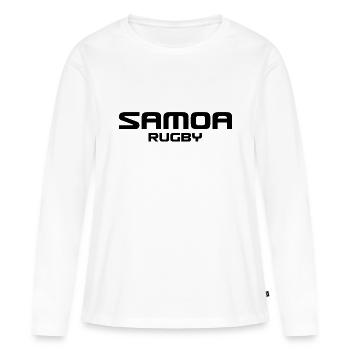 Samoa Rugby - Südsee - Polynesien - Frauen Premium Bio Langarmshirt - Weiß - Vorne - Julia (174cm)