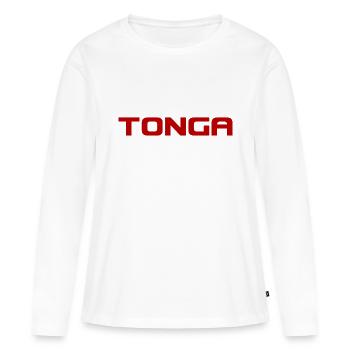 Logo des Tonga - Pacifique - Polynésie - Mers du Sud - T-shirt manches longues Premium bio Femme - blanc - Devant - Julia (174cm)