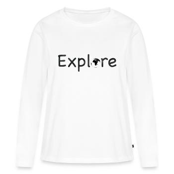 Explore - T-shirt manches longues Premium bio Femme - blanc - Devant - Julia (174cm)