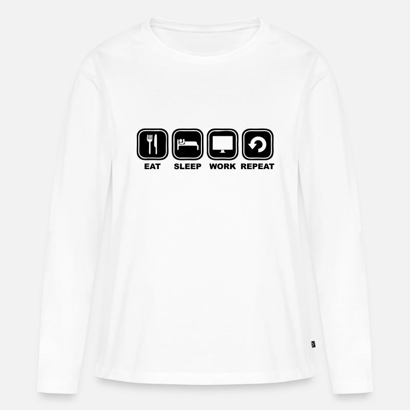 Eat, sleep, Work, Repeat - Frauen Premium Bio Langarmshirt - Weiß