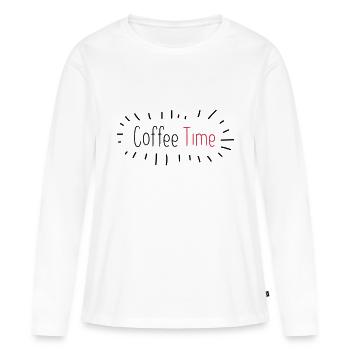 Café cadeau chemise cadeau, idée cadeau - T-shirt manches longues Premium bio Femme - blanc - Devant - Julia (174cm)