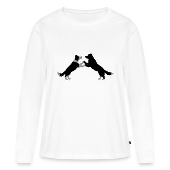 dog dancing Border Collies - Frauen Premium Bio Langarmshirt - Weiß - Vorne - Julia (174cm)