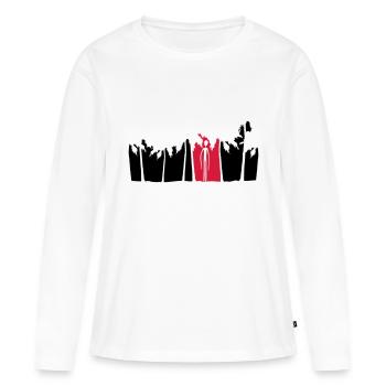 paumes vacances île extraterrestre noir homme long bras - T-shirt manches longues Premium bio Femme - blanc - Devant - Julia (174cm)