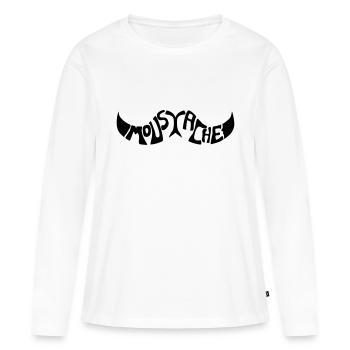 Moustache - T-shirt manches longues Premium bio Femme - blanc - Devant - Julia (174cm)