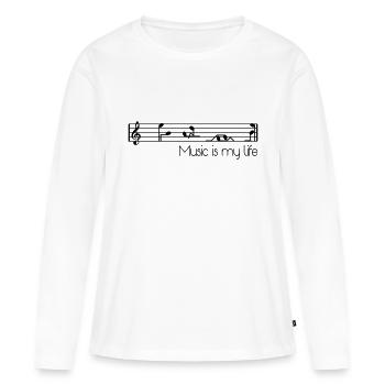 la musique est ma vie - T-shirt manches longues Premium bio Femme - blanc - Devant - Julia (174cm)