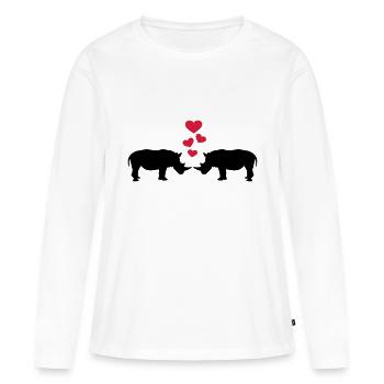 Nashorn - Frauen Premium Bio Langarmshirt - Weiß - Vorne - Julia (174cm)