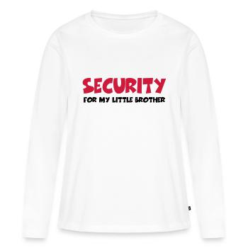 Security for my little brother - T-shirt manches longues Premium bio Femme - blanc - Devant - Julia (174cm)