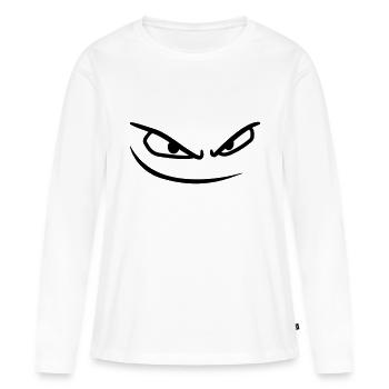 mund gesicht boese augen gefaehrlich gemein comic - Frauen Premium Bio Langarmshirt - Weiß - Vorne - Julia (174cm)