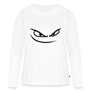 gesicht boese augen gefaehrlich gemein comic carto - Frauen Premium Bio Langarmshirt - Weiß - Vorne - Julia (174cm)