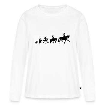 Evolution Girls Dressurreiten - Farbwechsel - Frauen Premium Bio Langarmshirt - Weiß - Vorne - Julia (174cm)