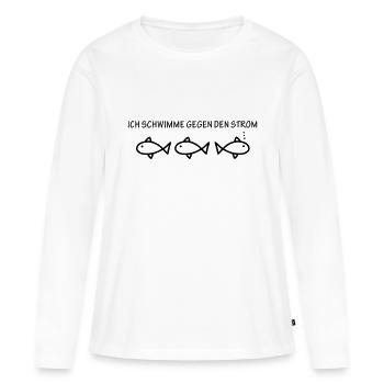 Gegen den Strom schwimmen - Frauen Premium Bio Langarmshirt - Weiß - Vorne - Julia (174cm)