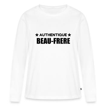Beau Frère / Frere / Beau-Frère / Mariage / Marié - T-shirt manches longues Premium bio Femme - blanc - Devant - Julia (174cm)
