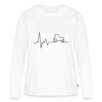 Remorqueur Heartbeat - T-shirt manches longues Premium bio Femme - blanc - Devant - Julia (174cm)