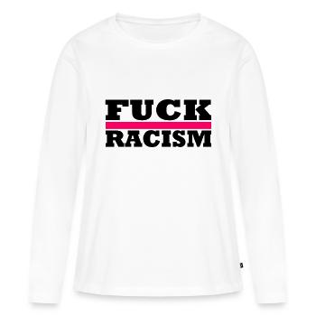 Baiser le racisme - T-shirt manches longues Premium bio Femme - blanc - Devant - Julia (174cm)
