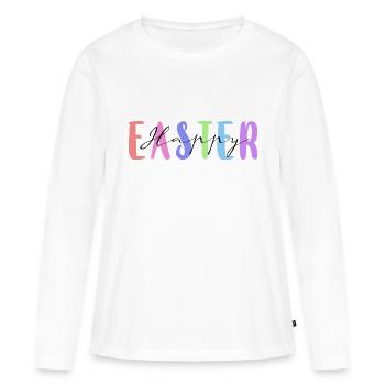 Joyeuses Pâques - T-shirt manches longues Premium bio Femme - blanc - Devant - Julia (174cm)