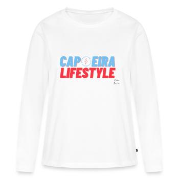 Mode de vie Capoeira - T-shirt manches longues Premium bio Femme - blanc - Devant - Julia (174cm)