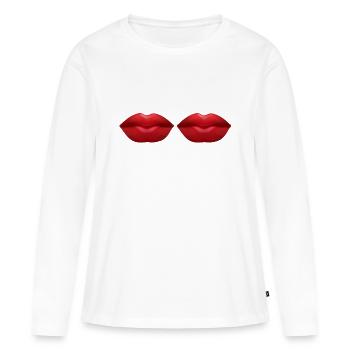 Lips 1 - Women's Premium Organic Long Sleeve Shirt - white - Front - Julia (174cm)