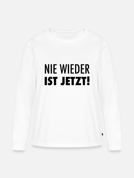 Nie wieder ist jetzt - Frauen Premium Bio Langarmshirt - Weiß