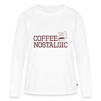 Amateur de café, nostalgique - T-shirt manches longues Premium bio Femme - blanc - Devant - Julia (174cm)