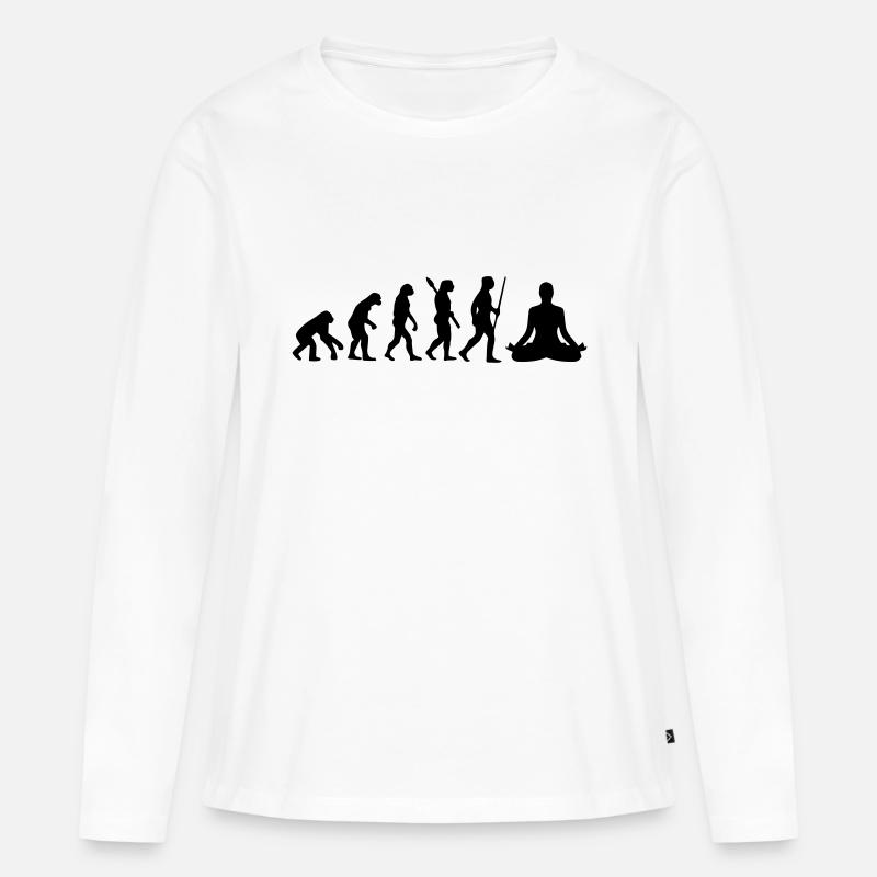 MEDITATION EVOLUTION! - Frauen Premium Bio Langarmshirt - Weiß