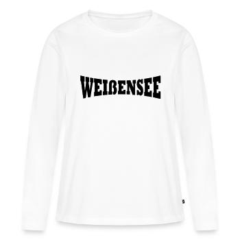 Weissensee lettrage - T-shirt manches longues Premium bio Femme - blanc - Devant - Julia (174cm)