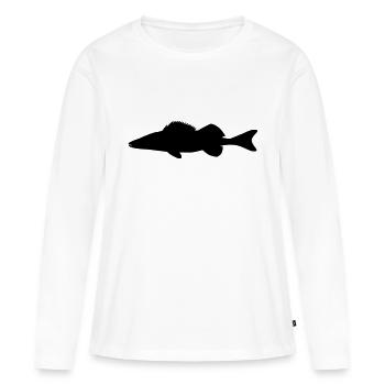Poisson Sandre - T-shirt manches longues Premium bio Femme - blanc - Devant - Julia (174cm)