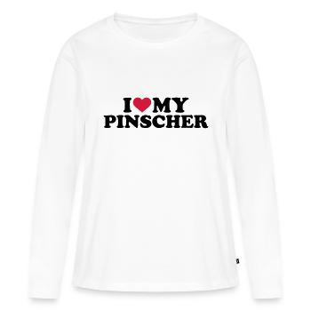 Pinscher - Frauen Premium Bio Langarmshirt - Weiß - Vorne - Julia (174cm)