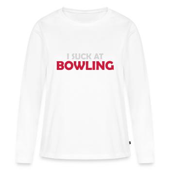 Je suis nul au bowling - T-shirt manches longues Premium bio Femme - blanc - Devant - Julia (174cm)