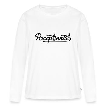 Réceptionniste - T-shirt manches longues Premium bio Femme - blanc - Devant - Julia (174cm)