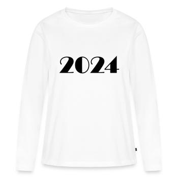 2024 Jahreszahl Datum Zahl Anno Kalenderjahr - Frauen Premium Bio Langarmshirt - Weiß - Vorne - Julia (174cm)