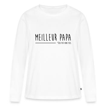 Meilleur papa élu par mon fils - T-shirt manches longues Premium bio Femme - blanc - Devant - Julia (174cm)