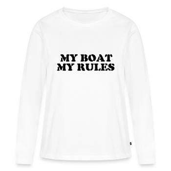 my boat my rules - T-shirt manches longues Premium bio Femme - blanc - Devant - Julia (174cm)