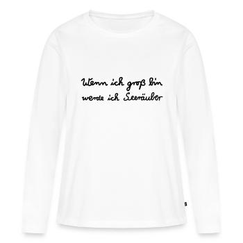 Quand je grandis ... pirates - T-shirt manches longues Premium bio Femme - blanc - Devant - Julia (174cm)