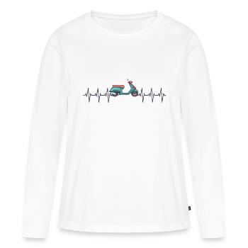 Moto Heartbeat Mobylette Cyclomoteur - T-shirt manches longues Premium bio Femme - blanc - Devant - Julia (174cm)