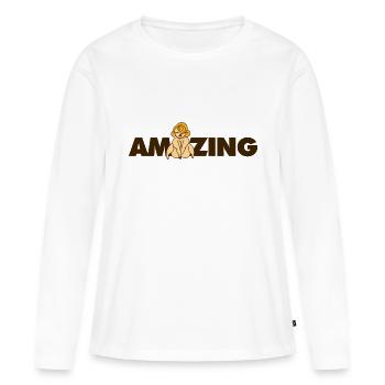 Curvy incroyable - T-shirt manches longues Premium bio Femme - blanc - Devant - Julia (174cm)