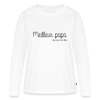 Meilleur papa élu par ma fille - T-shirt manches longues Premium bio Femme - blanc - Devant - Julia (174cm)