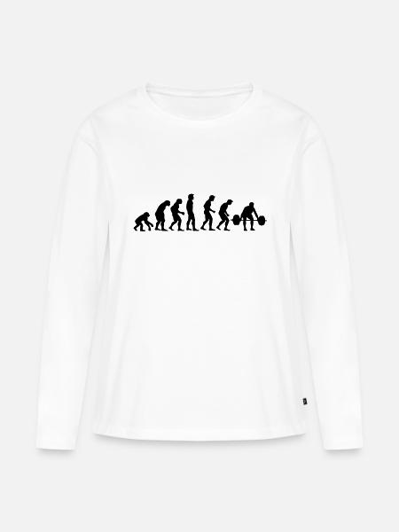 gewichtheber_evolution - Frauen Premium Bio Langarmshirt - Weiß