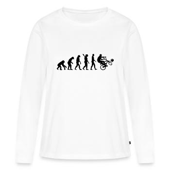 Evolution Cycle ball - T-shirt manches longues Premium bio Femme - blanc - Devant - Julia (174cm)