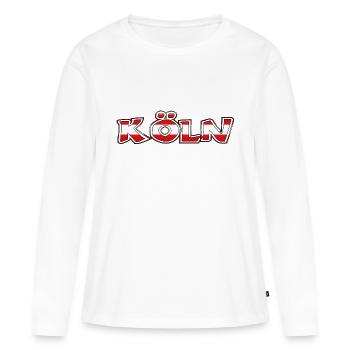 "Köln" Rot-Weiss [300 Trojans Greco] - Frauen Premium Bio Langarmshirt - Weiß - Vorne - Julia (174cm)
