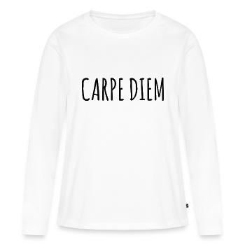 Tshirt carpe diem - T-shirt manches longues Premium bio Femme - blanc - Devant - Julia (174cm)