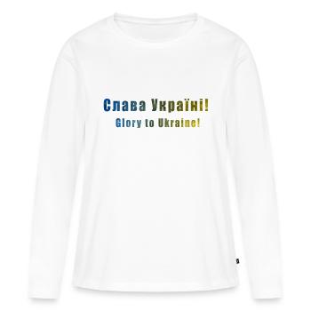 Ruhm der Ukraine - Frauen Premium Bio Langarmshirt - Weiß - Vorne - Julia (174cm)