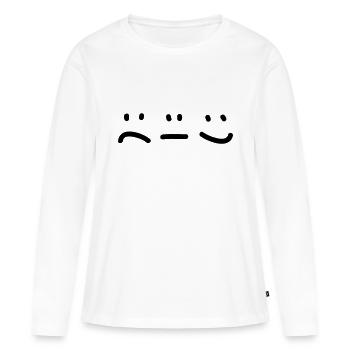 Emotions - Sourire - Smiley - T-shirt manches longues Premium bio Femme - blanc - Devant - Julia (174cm)