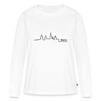 Mayence horizon - T-shirt manches longues Premium bio Femme - blanc - Devant - Julia (174cm)