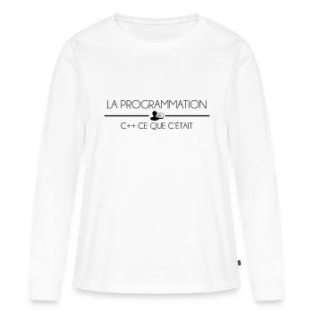Programmation C++ - T-shirt manches longues Premium bio Femme - blanc - Devant - Julia (174cm)