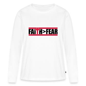 Dieu Faith plus grand - T-shirt manches longues Premium bio Femme - blanc - Devant - Julia (174cm)