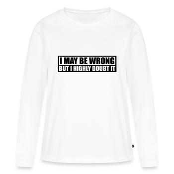 Je peux me tromper - T-shirt manches longues Premium bio Femme - blanc - Devant - Julia (174cm)
