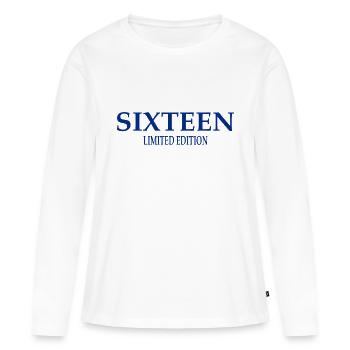 16e anniversaire 16 ans seize - T-shirt manches longues Premium bio Femme - blanc - Devant - Julia (174cm)