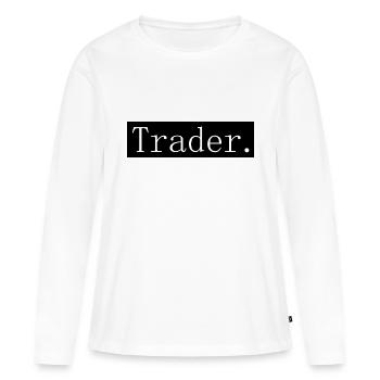 [HD] Trader - T-shirt manches longues Premium bio Femme - blanc - Devant - Julia (174cm)